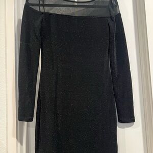 BCBGeneration Black Sheer Long Sleeve Dress